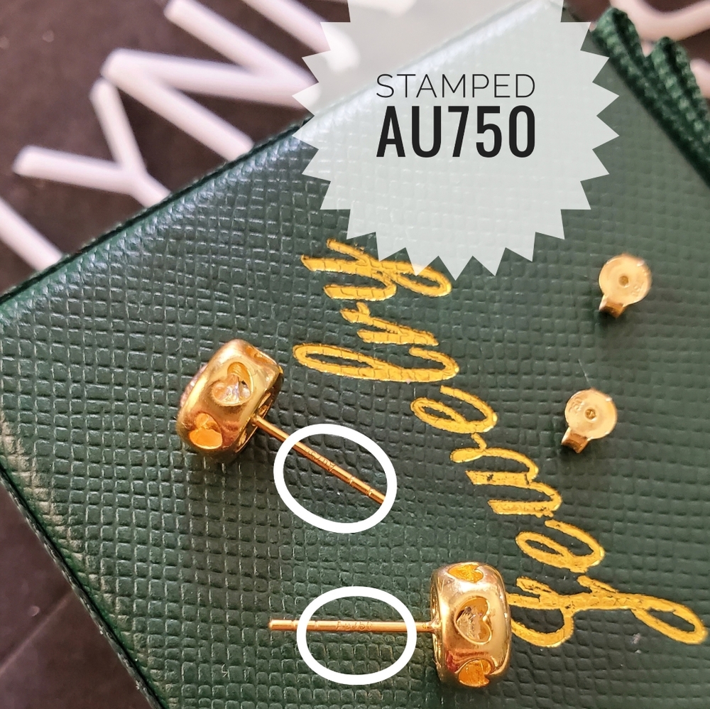 SOLD: 18K Real Saudi Gold Stud Earring - Picture 5 of 6